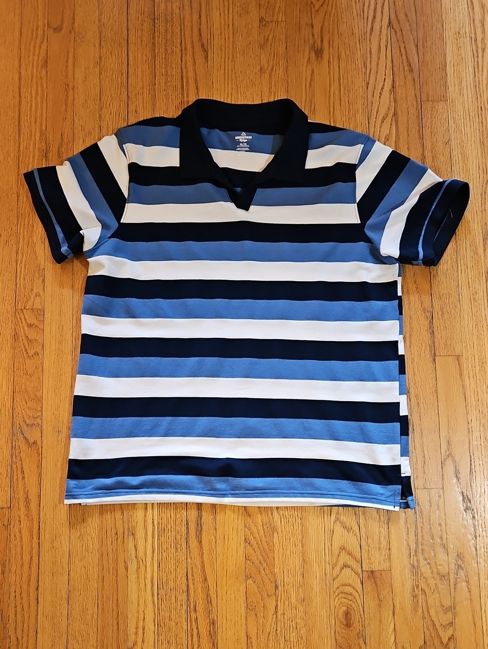 Mountain Ridge | Blue and White Stripped Polo Shirt | Size US Mens XL